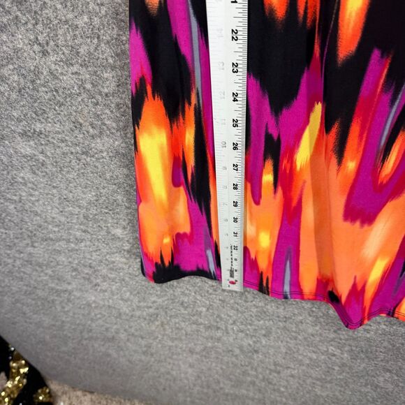 Blu Sage Dress Women M Medium Orange Geometric Shift Short V-Neck Sleeveless - Picture 5 of 6